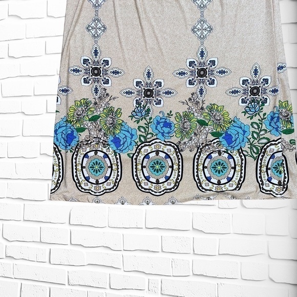 Women’s Small Boho Vintage Floral Off Shoulder Bell Sleeve Mini Dress/Tunic Top - Picture 9 of 11